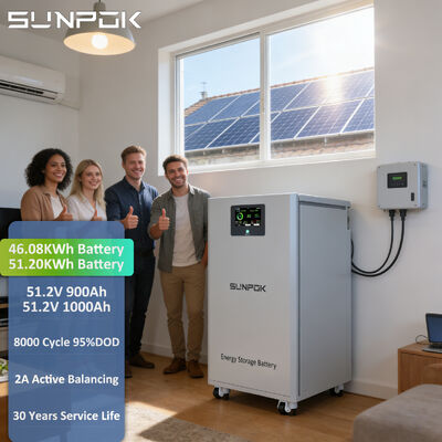 SUNPOK New Lifepo4 51.2V 1000ah 900ah Batterie Lithium 50kWh Movable Home Energy Vertical Solar Storage Battery
