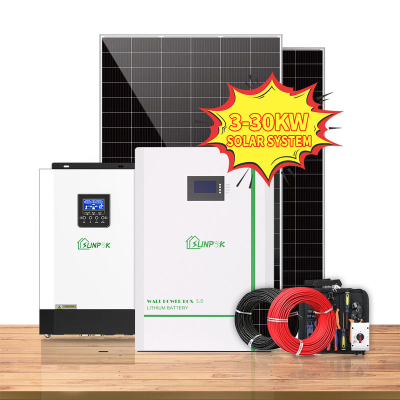 کیت سیستم خورشیدی هیبریدی Sunpok 7kw 8kw 10kw Grid Tie On Grid Hybrid Solar Inverter