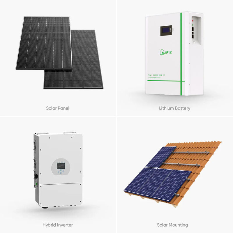 Sunpok 3kw 5kw 10kw سیستم خورشیدی خانه 10Kw سیستم برق خورشیدی برای خانه های پیش ساخته
