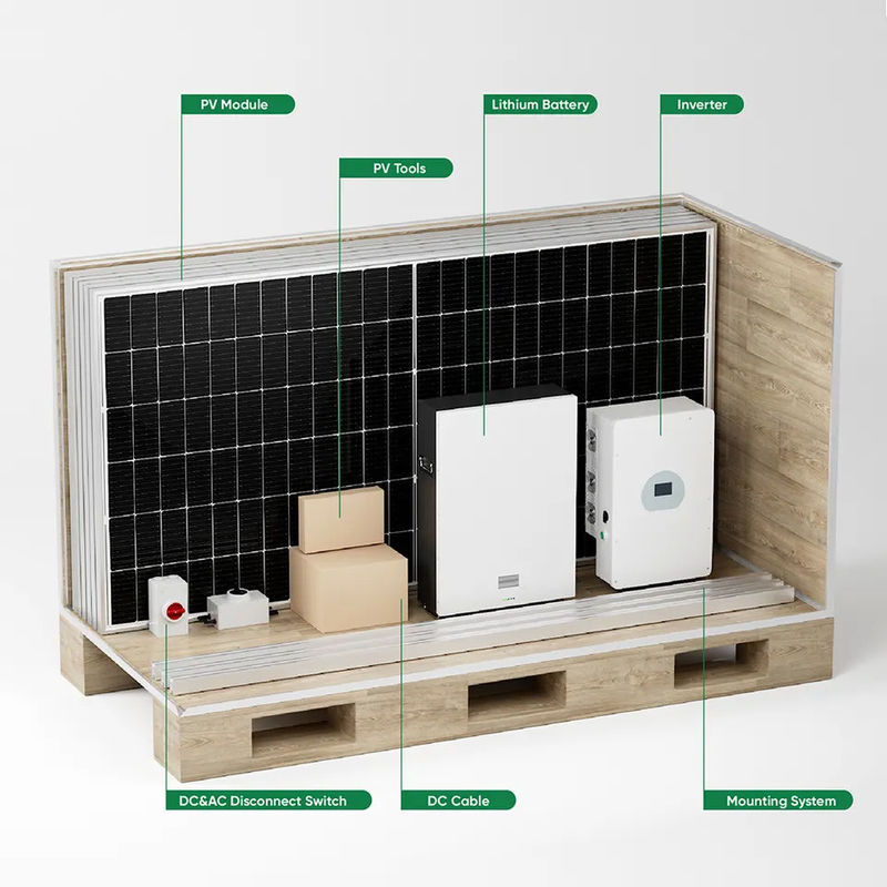 300Ah کامل Off Grid Solar Kit 5KW 6KW 8KW 10KW On Off Grid Hybrid Inverter