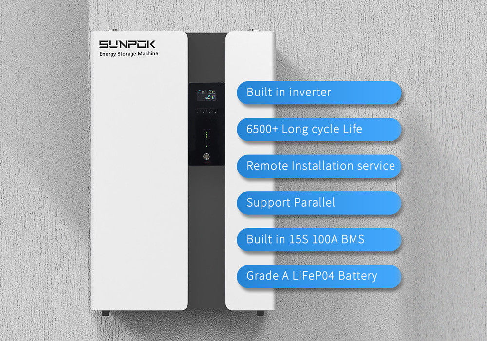 خارج از شبکه همه در یک انبار اس اس Eu ساخته شده در 5.12Kwh 50Ah 200Ah 100Ah 51.2V 5kw باتری اینورتر