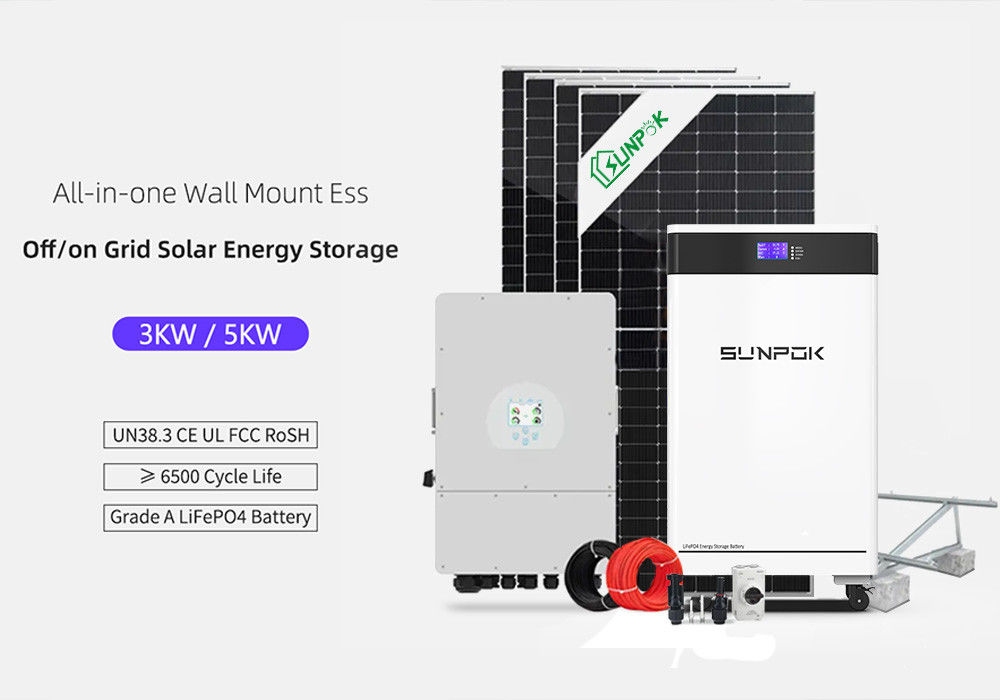 باتری خورشیدی کیت فتوولتائیک 6Kw 10Kw 12Kw باتری پیک انرژی خورشیدی سیستم کامل هیبریدی برای مسکونی