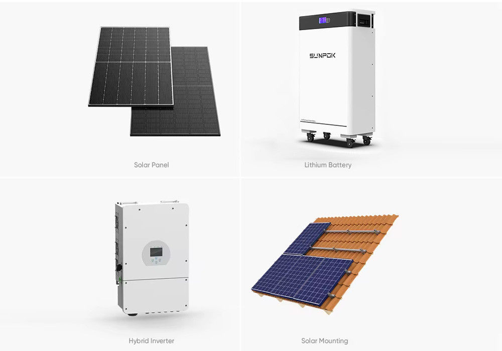 سیستم هیبرید Solaire پانل خورشیدی 3KW 5KW 10KW 20KW سیستم خورشیدی برای خانه
