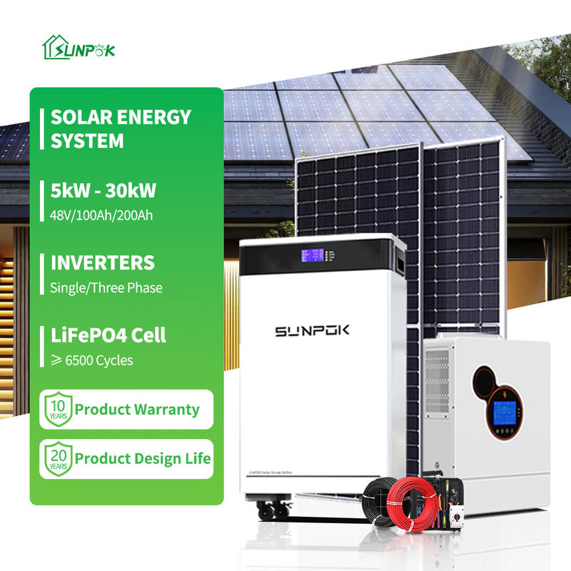 سیستم خورشیدی هیبریدی انرژی برای خانه 5KW 8KW 10KW 12KW پانل انرژی خورشیدی کامل