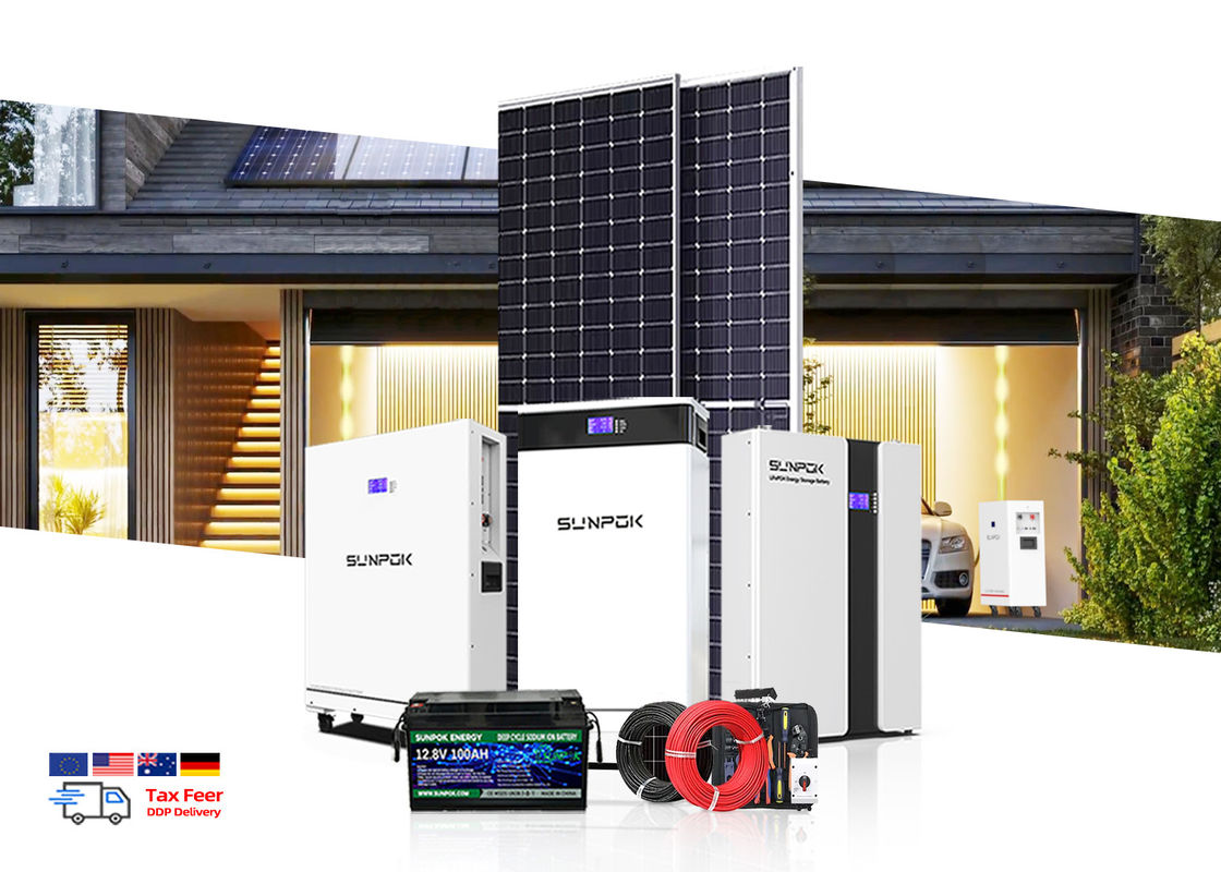 سیستم ذخیره سازی انرژی خورشیدی 5KW 8KW 10KW 12KW 25KW 30KW کامل برای خانه در کیت شبکه