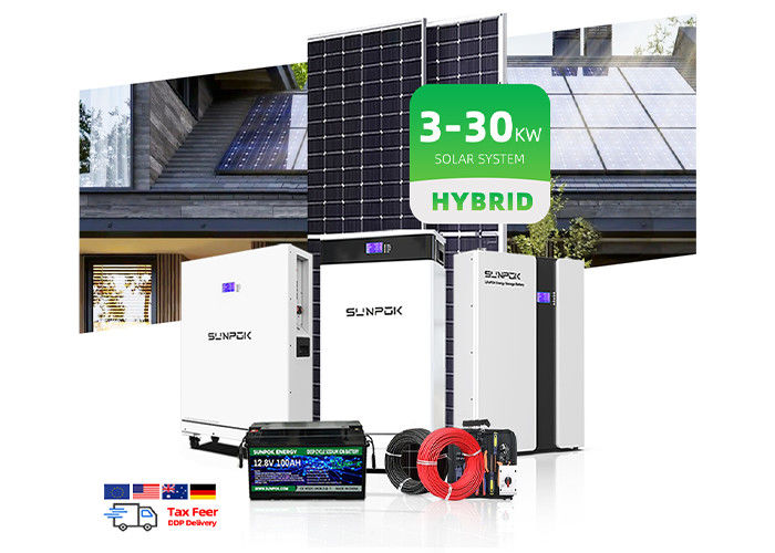 سیستم انرژی خورشیدی فتوولتائیک 10Kw 12Kw 15Kw سیستم انرژی خورشیدی هیبریدی کامل سیستم انرژی خورشیدی برای استفاده خانگی با اینورتر