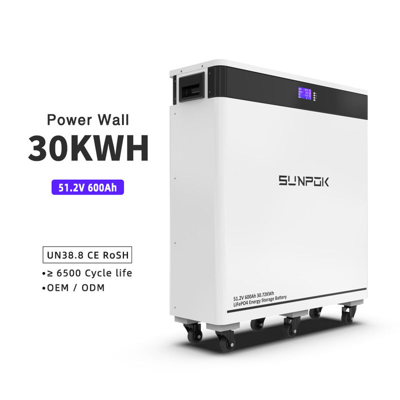 باتری 600Ah لیتیوم یون Lifepo4 باتری خورشیدی 30kwh 48V 600Ah Lifepo4 باتری بسته 51.2v 30kwh 30kw سیستم ذخیره انرژی خورشیدی