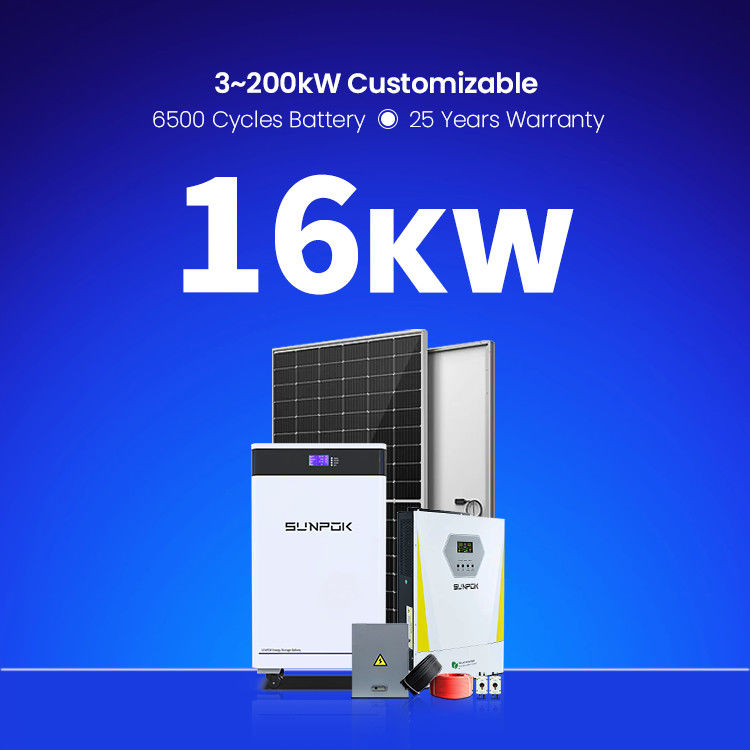 سیستم انرژی پنل خورشیدی 15Kva 16KW 18KW سیستم انرژی خورشیدی PV هیبریدی کامل خانه