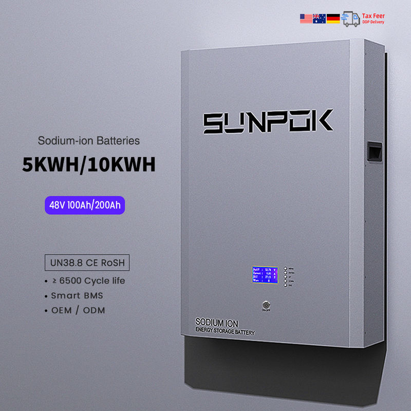 باتری سدیم 48 ولت باتری ذخیره انرژی 5Kwh 48V 200Ah 100Ah Lifepo4 بسته باتری یون سدیم نصب شده روی دیوار