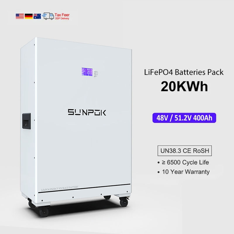 48 ولت 400 آمپر 20 کیلو وات ذخیره انرژی خانگی باتری خورشیدی چند عملکردی لیتیوم یون Lifepo4 400 آمپر 20 کیلو وات چند عملکردی انرژی خورشیدی