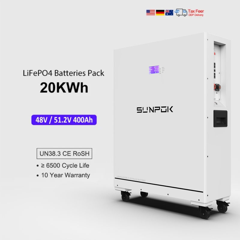 بسته باتری لیتیومی خورشیدی 48 ولت 400 آمپر ساعتی، سیستم انرژی خورشیدی 20 کیلووات ساعتی، باتری ذخیره انرژی 48 ولت 400 آمپر ساعتی LiFePO4