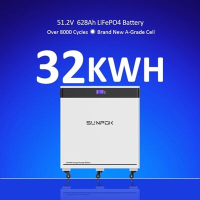 8000 Cycles 30Kwh 32Kwh Vertical 51.2V Lifepo4 600ah 628ah Lithium Battery Pack for Solar Energy System