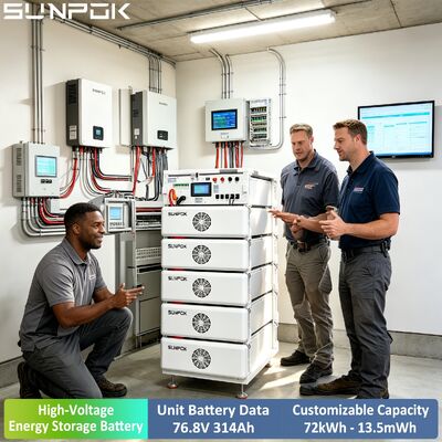 SUNPOK 76.8V 314Ah بسته باتری لیتیوم یون باتری خورشیدی 265kwh باتری لیتیوم برای هیبرید خارج از شبکه پروژه سیستم ذخیره سازی