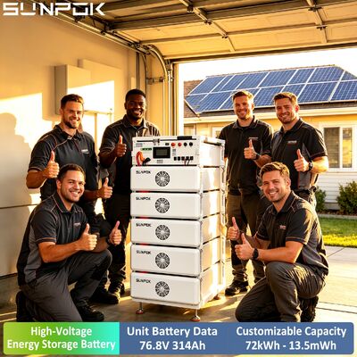 نظام بطارية ليثيوم تجاري Sunpok Boost 76.8 فولت 314 أمبير ساعة عالي الجهد 76.8 فولت 314 أمبير ساعة 100 كيلو واط ساعة 200 كيلو واط ساعة 500 كيلو واط ساعة LiFePO4