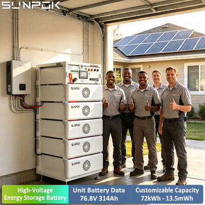 SUNPOK 76.8V 314Ah بسته باتری ولتاژ بالا 100kWh تا 500kWh برای ذخیره سازی صنعتی مقیاس پذیر