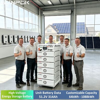 SUNPOK 51.2V 314AH HV Lithium Battery 16kWh High Voltage LiFePO4 Battery Capacity for Home Use Energy Storage